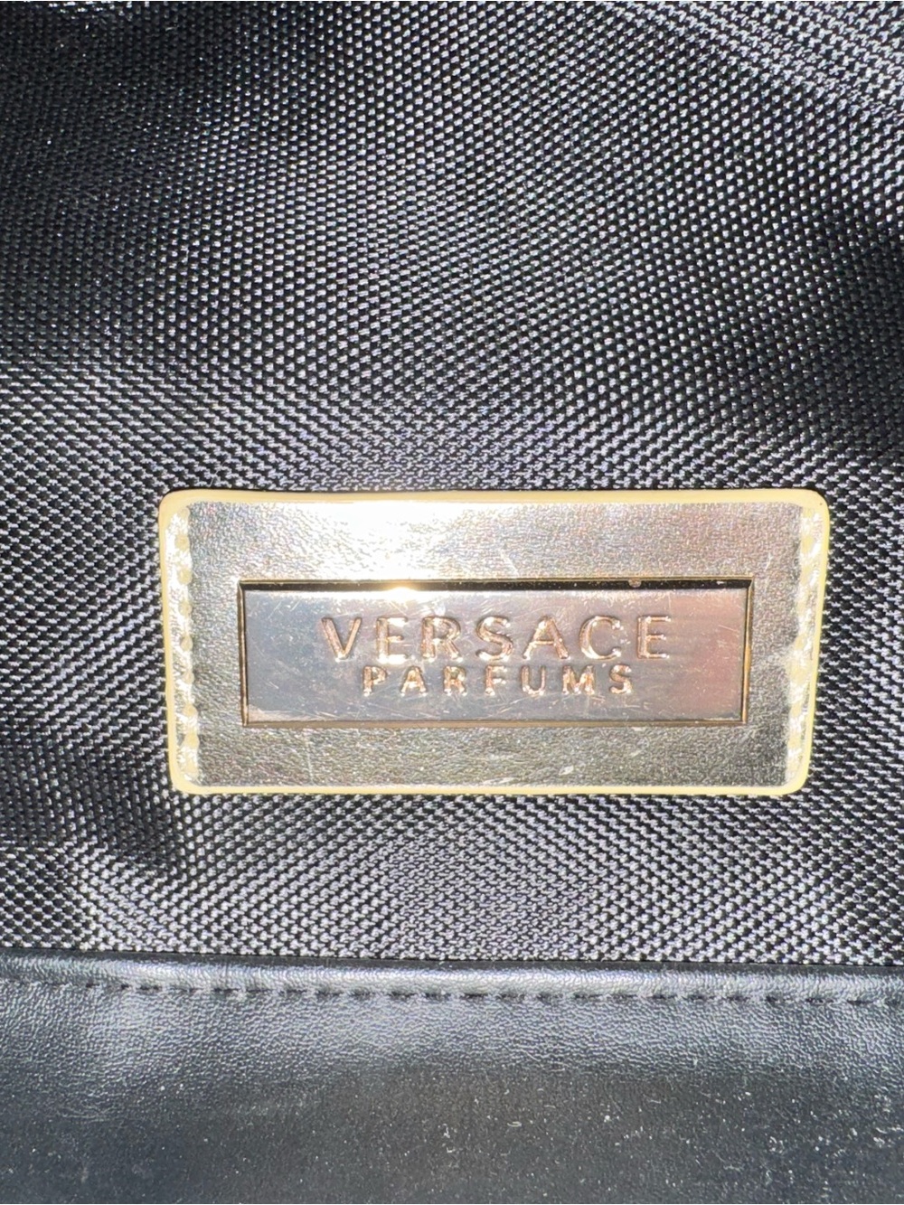 Versace Perfums black nylon backpack bag w gold hardware like new - Picture 5 of 15